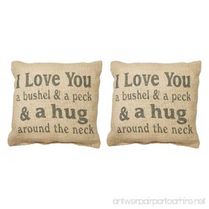 I Love You a Bushel and Peck Small 8 x 8 inch Square Decorative Burlap Throw Pillow Pack of 2 (2) - B075Z7WXP2