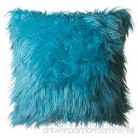 North End Décor Faux Fur Throw Pillow 18"x18" (Cover Only)  Mongolian Long Hair Turquoise - B079VZ894C