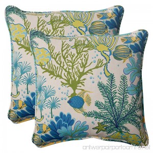 Pillow Perfect Indoor/Outdoor Splish Splash Corded Throw Pillow 18.5-Inch Blue Set of 2 - B00BPUBIKU