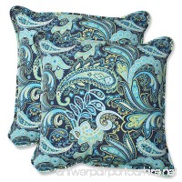 Pillow Perfect Outdoor Pretty Paisley Throw Pillow  18.5-Inch  Navy  Set of 2 - B00I3A022A