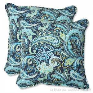 Pillow Perfect Outdoor Pretty Paisley Throw Pillow 18.5-Inch Navy Set of 2 - B00I3A022A
