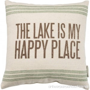 Primitives by Kathy Vintage Flour Sack Style the Lake Is My Happy Place Throw Pillow 15-Inch Square - B01EI6M55E
