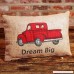 Red Truck Dream Big 8 x 12 inch Rectangular Burlap Inspirational Throw Pillow - B01B207K5Y