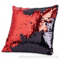 Throw Pillows for Couch 12 x 12  Also for Bed and Sofa  Decorative Red/Black Sequins - B075G6WMMY