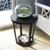1208S Round Glass Top End Table Living Room Side Table Coffee Table Black - B0719P6PHX