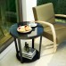 1208S Round Glass Top End Table Living Room Side Table Coffee Table Black - B0719P6PHX