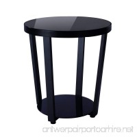 1208S Round Glass Top End Table Living Room Side Table Coffee Table  Black - B0719P6PHX