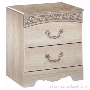 Ashley Furniture Signature Design - Catalina Nightstand - 2 Drawers - Traditional - Replicated Chestnut Grain - Antique White - B007B70AKK