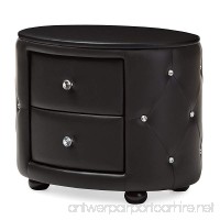 Baxton Studio Davina Hollywood Glamour Style Oval 2-Drawer Faux Leather Upholstered Nightstand  Medium  Black - B019516PAI