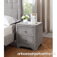 Best Quality Furniture AC20 Upholstered Nightstand Velvet Fabric Night Stand  Two Drawer  Gray - B071J3JKFC