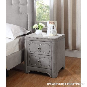 Best Quality Furniture AC20 Upholstered Nightstand Velvet Fabric Night Stand Two Drawer Gray - B071J3JKFC
