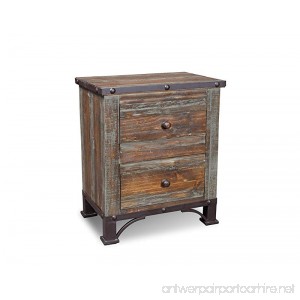 Crafters and Weavers Logan Boulevard Rustic Industrial Solid Wood 2-Drawer Nightstand - B07CLQ6B23