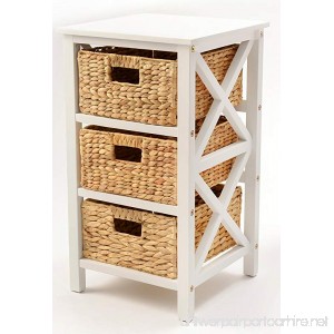 eHemco 3 Tier X-side End Table/Cabinet Storage with 3 Baskets (White) - B079Y8TTK9