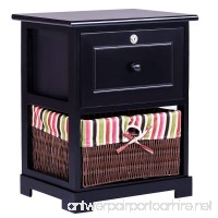 Giantex 2 Tiers Nightstand End Table Wood Home Furniture Sofa Side Bedside Storage Organizer W/Basket Lockable Drawer (1  Black) - B078XTDD45