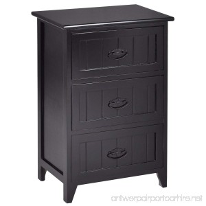 Giantex 3 Drawers Nightstand End Table Bedroom Organizer Storage Wood Side Bedside (1 Black) - B076Z61N8L