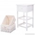 Giantex White Wood Night Stand w/Storage Drawer 2 Baskets and Open Shelf for Bedroom Bedside End Tableedroom Wood W/2 Basket (1) - B01N1QOSDA