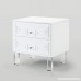 Inspired Home Aristotle White Glossy Nightstand - Lacquer Finish | Side Table | Acrylic Lucite Legs - B071DT3QGM