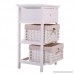 JAXPETY White Night Stand 3 Tiers 1 Drawer Bedside End Table Organizer Wood W/2 Baskets (White) - B074M9ZNV1