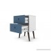 Manhattan Comfort Liberty Collection Mid Century Modern Nightstand With Two Drawers Splayed Legs White/Blue - B073RJK891