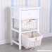 Mecor 3 Tiers Wood Nightstand Beside End Side Table for Bedroom with1 Drawer and 2 Wicker Baskets White - B07FKFQG8F