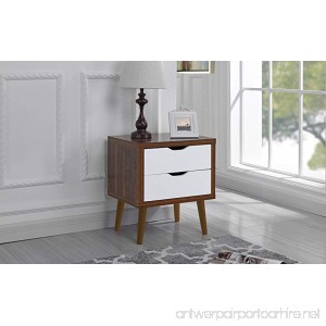 Mid Century Modern Nightstand/Side Table with 2 Drawers (Brown/White) - B076P176KJ