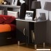 South Shore Cosmos 2-Shelf Nightstand with Cabinet Door and Open Storage Black Onyx and Charcoal - B003FGWXX8
