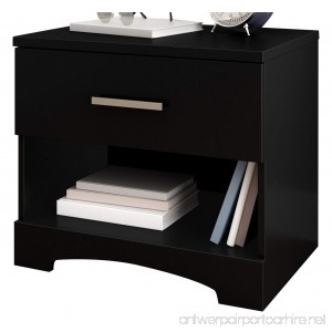 South Shore Gramercy 1-Drawer Nightstand Pure Black with Metal Handle - B072Q4L5BL