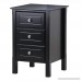 Yaheetch Black Nightstand Bedside End Table 3 Drawer Storage Organizer Home Furniture - B07FXYFW67
