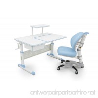 ApexDesk Little Soleil DX 43" Children's Height Adjustable Study Desk w/Integrated Shelf & Drawer (Desk+Chair Bundle in Blue) - B0184JRW1I