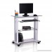 HOMCOM 33 Glass Top Mobile Home Office Computer Cart Desk - White - B016QV82PQ