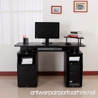 HOMCOM Home Office/Dorm Room Computer Desk with Keyboard Tray - Black - B013RXGBGS