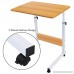 Jerry & Maggie - Adjustable Height Desk Laptop Desk Office Home Movable Table Bedside Lapdesk With 4 Wheels Flexible Wooden Stand Desk Cart Tray Side Table - Natural Wood Tone - B079C6JQYG