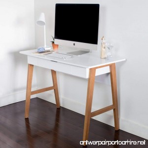 Nathan James 51101 Telos Home Office Computer Desk with Drawer Or Makeup Vanity Table For Small Spaces White - B07889LS54