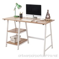 Soges Computer Desk Trestle Desk Writing Home Office Desk Hutch Workstation with Shelf  Oak 47” CS-Tplus-120OK - B076F9XH18