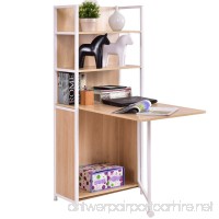 Tangkula Convertible Desk Wood Folding Cabinet Laptop Computer Desk with Shelf - B0762HWTSN