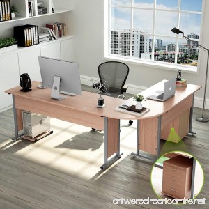 Tribesigns 87 Largest Modern L-Shaped Desk with Return and Mobile File Cabinet Corner Computer Desk Study Table Workstation for Home Office Wood & Metal with Drawers Salt Oak - B07DXS9Z6J