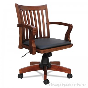 Alera ALEPC4299C Postal Series Slat-Back Wood/Leather Chair Cherry/Black - B078WY2G1G
