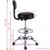 Drafting Stool with Adjustable Foot Rest Superjare Rolling Chair w' Back Cushion Black - B07C3NXPN4