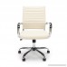 Essentials Soft Ribbed Leather Executive Conference Chair with Arms - Ergonomic Adjustable Swivel Chair Ivory/Chrome (ESS-6095-IVY) - B074GX78W1