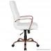 Flash Furniture High Back White Leather Executive Swivel Chair with Rose Gold Frame and Arms - B07FYMQS1D