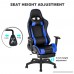 Gaming Chair Big and Tall JULYFOX Office Executive Chair Leather High Back Ergonomic 20 inch Extra Wide Lumbar Support Neck Pillow Upholstered Recliner Desk Chair Black and Blue - B07DNX7PQR