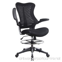 Homevol Ergonomic Swivel Drafting Chair  Height Adjustable Breathable Mesh Back with Steel Footring  Flip-up Padded Armrest Wheel Fabric Lumbar Support Seat - B076J9RJ2G