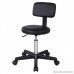 SONGMICS Adjustable Massage Salon Spa Stool Swivel Rolling Chair with Padded Stool and Back Support PU Black ULJB82B - B078NKZ1ND