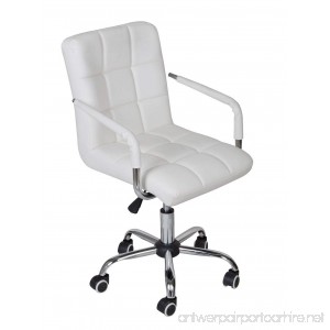 TMS White Modern Office Executive Synthetic Leather Swivel Arms Chair Computer Desk Task - B00MWEGMCM