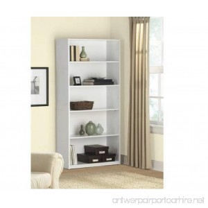 5-Shelf Wood Bookcase - White - B076MZTHL2