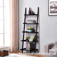 Black Finish 5 Tier Bookcase Shelf Ladder Leaning - 72" Height - B0754NJ7Q1
