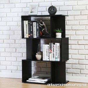 Homury Modern Wood Bookcase Storage Shelving Stand Bookshelf MultiMedia Storage Cabinet Organizer Black - B075WS5RBV