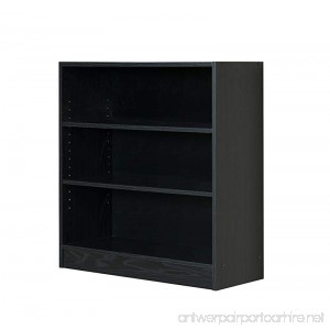 Mylex Three Shelf Bookcase; Two Adjustable Shelves; 11.63 x 29.63 x 31.63 Inches Black Assembly Required (43064) - B00VEDIHPC