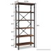 O&K Furniture 6-tier Industrial Style Bookcase Vintage Free Standing Bookshelf 76x 32.7x 16.1 Maple Finish - B0739VTBHK