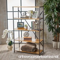 Relee 34" Wide Natural Stained Acacia Wood Bookcase with Rustic Metal Finished Iron Accents - B074HNFKKW